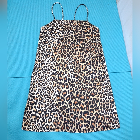 Zara Trafaluc Leopard Print Spaghetti Strap Mini Dress M - Picture 3 of 9